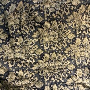 Pottery Barn Navy and Beige Floral Duvet Cover